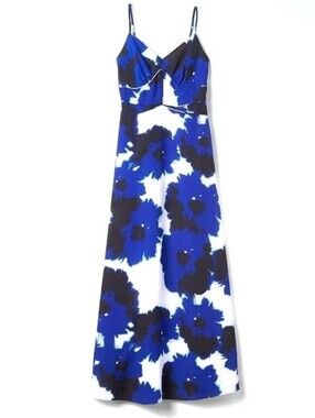 Banana Republic Blue Floral White Adjustable Straps Flowy Maxi Dress size 6